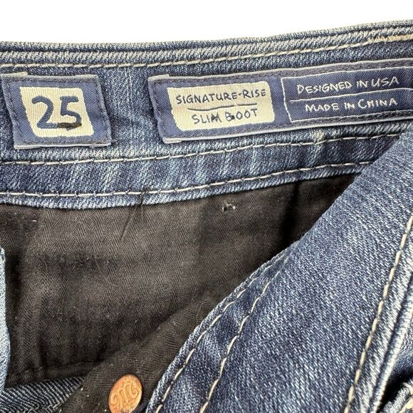 Miss Me Jeans Size 25 Signature Low Rise Slim Boot Flap Pocket Rhinestones - Picture 7 of 16
